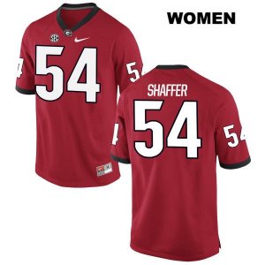 Women's Georgia Bulldogs NCAA #54 Justin Shaffer Nike Stitched Red Authentic College Football Jersey XSW6554DK